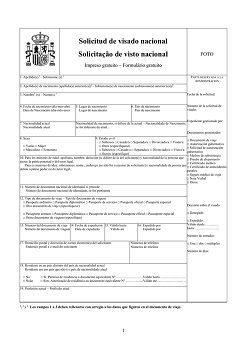 Formulario solicitud visado nacional